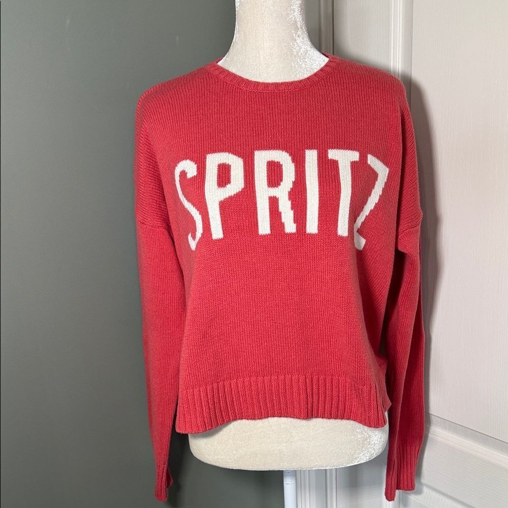 Show Me Your Mumu Spritz Sweater Coral Graphic Knit cropped sweater Medium